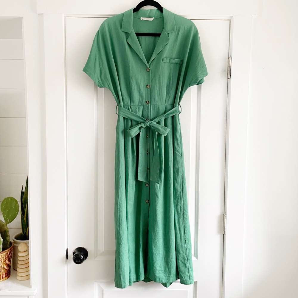 Lush Madi Linen Midi Dress - M